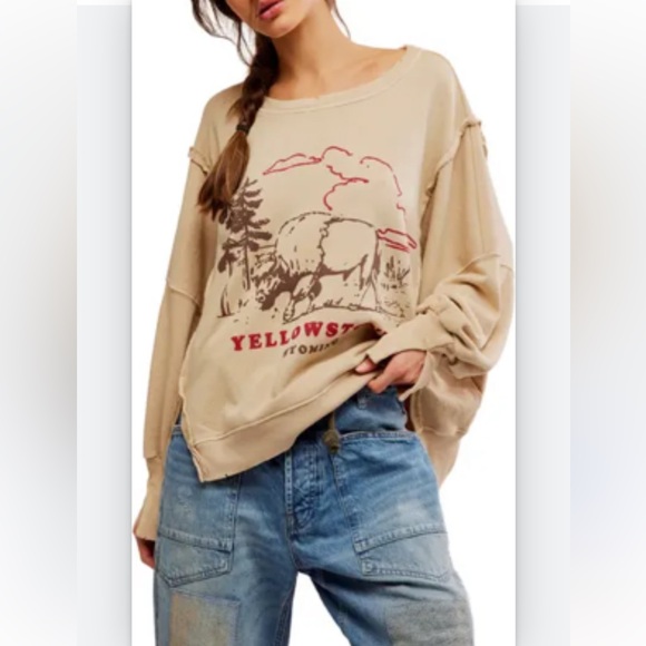 NWT Free People Graphic Yellowstone Camden Pullover Sweatshirt - Picture 11 of 12